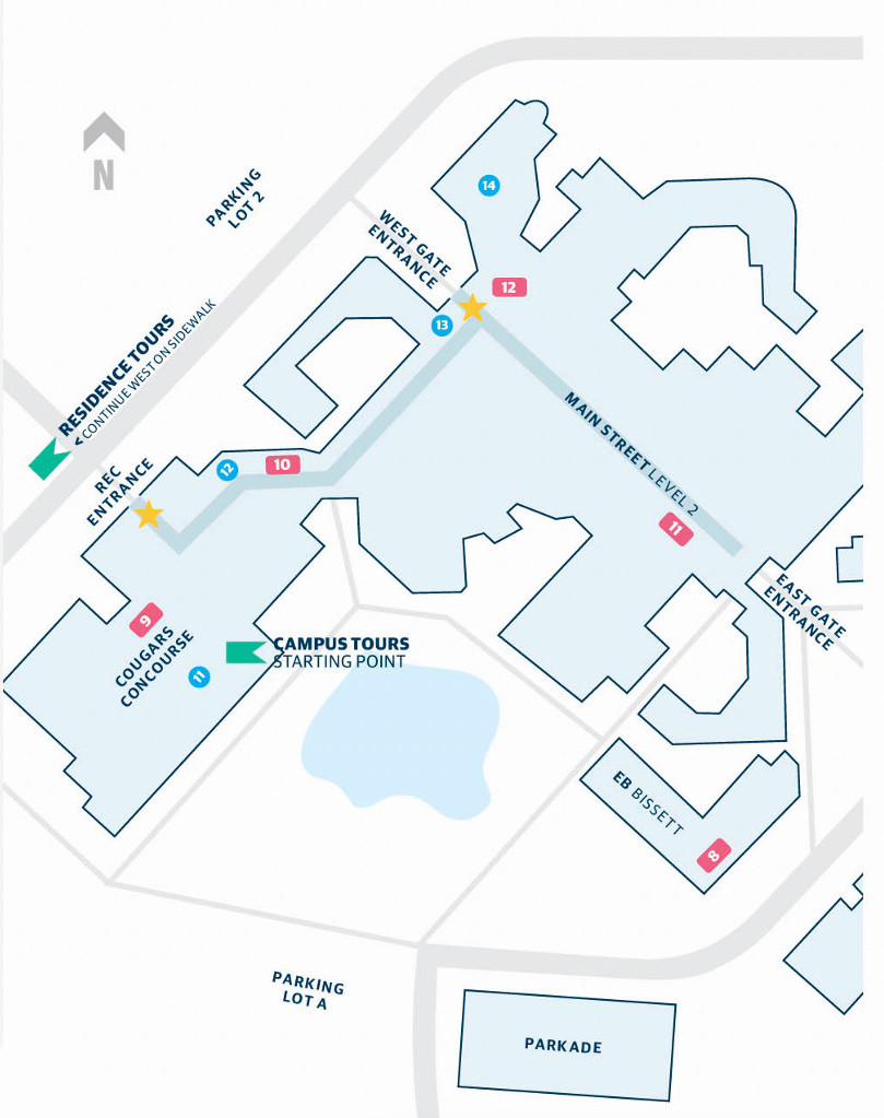 Open House map showing locations of program and student services booths on level 2