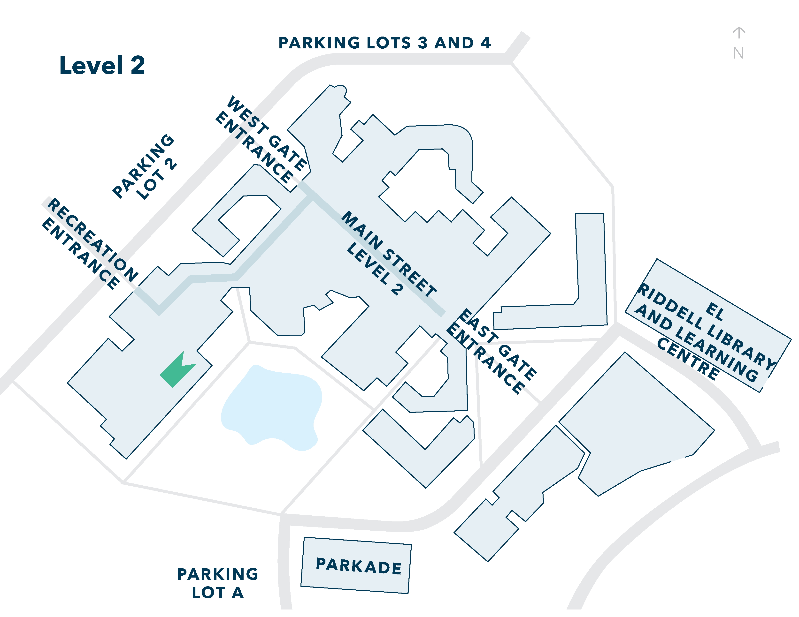 Map indicating the start location of tours starting at the Courgar's Concourse