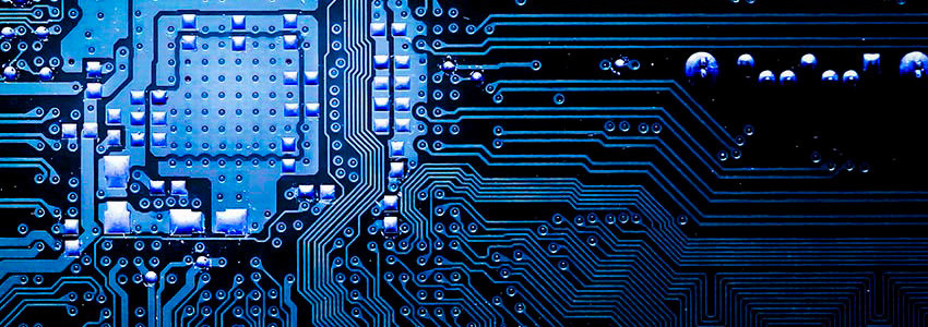 Dramatically lit photo of a microchip.