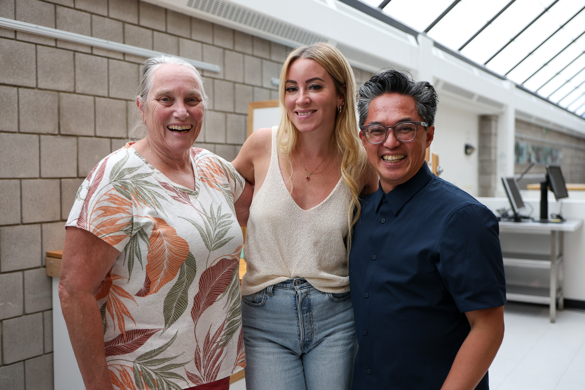 Amanda Hamilton with Sarah Block and Alan Antioquia in the Interior Design Lab