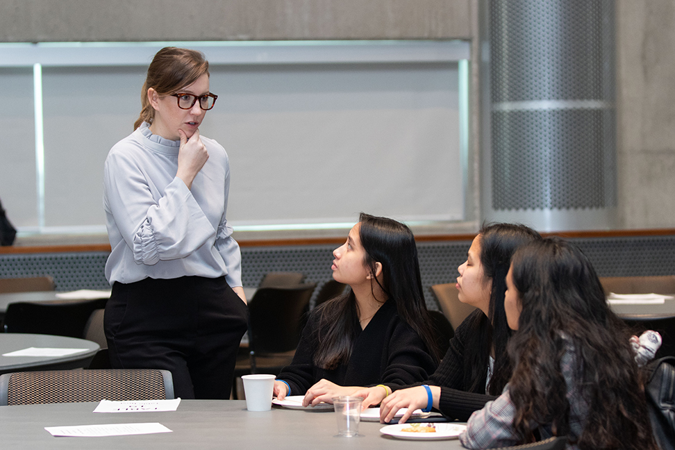 An alum gives a lecture to current MRU students