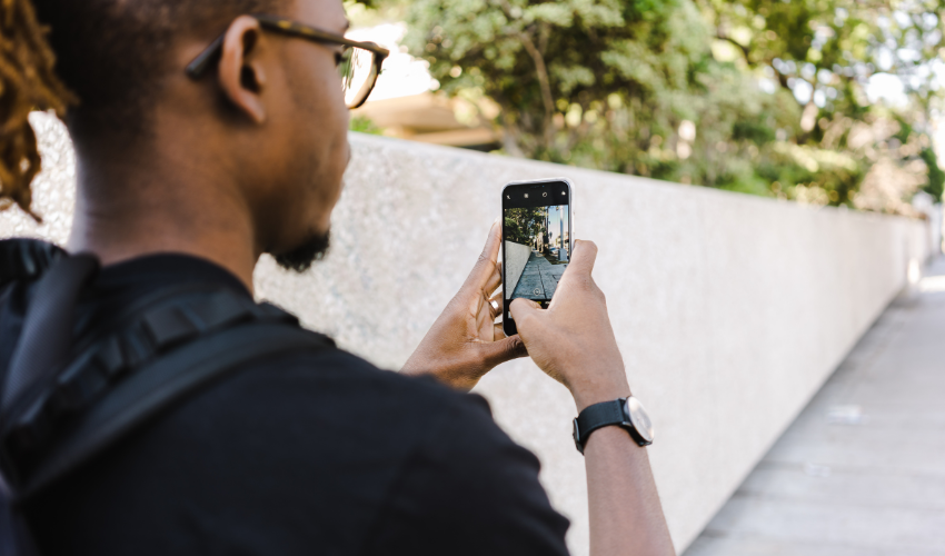 A person working on their phone.