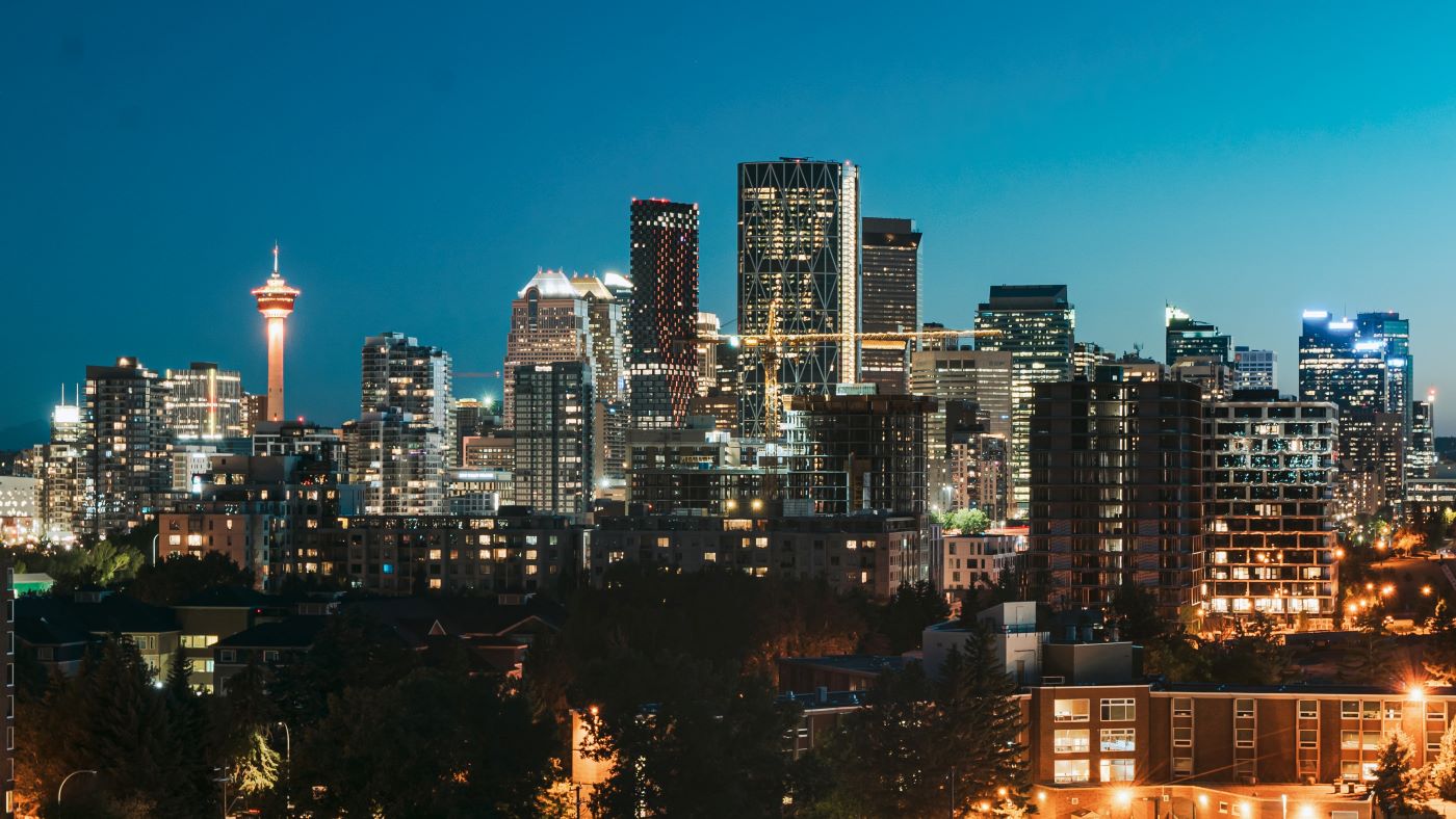 Calgary skyline at night.