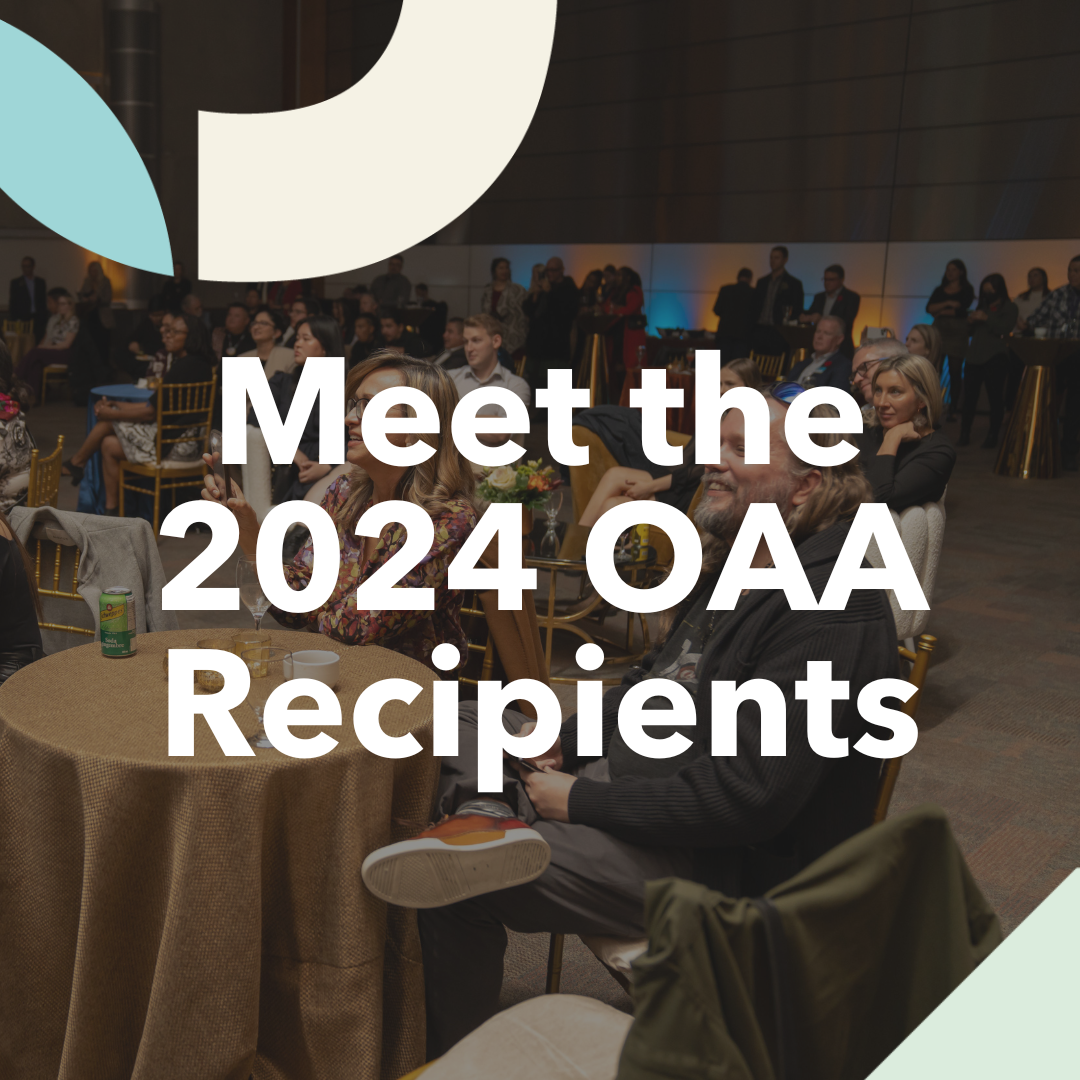 Photo of the Outstanding Alumni event with the words 'Meet the 2024 OOA Recipients'