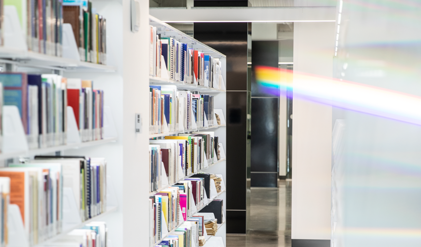 Stacks in the Riddell Library and Learning Centre.