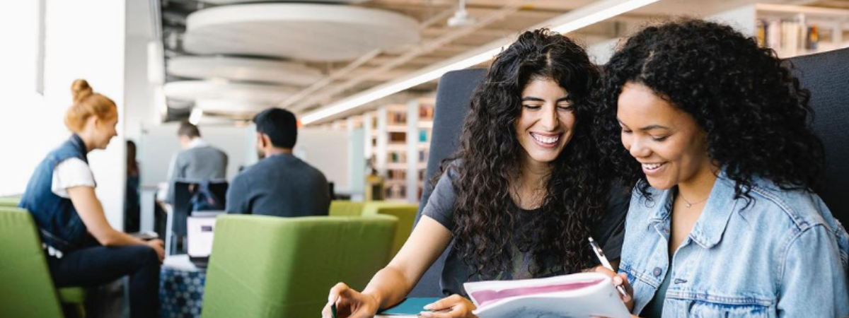 Students studying in the Riddell Library and Learning Centre.