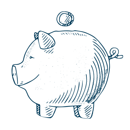 Sketch of a piggy bank.