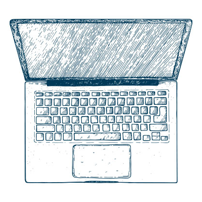 Sketch of a laptop computer.