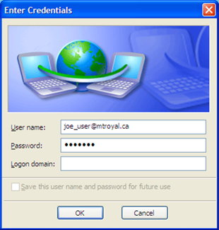 Eduroam log-in screen capture