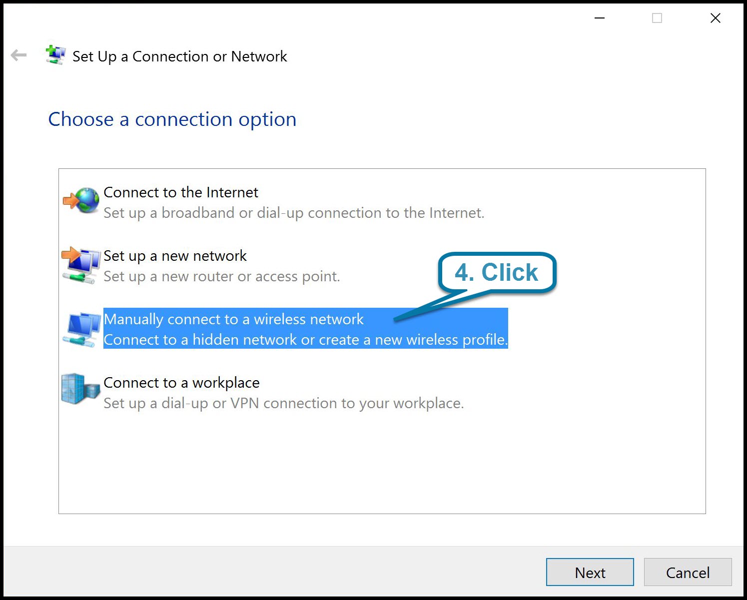 Windows 10 Manual Setup Step3