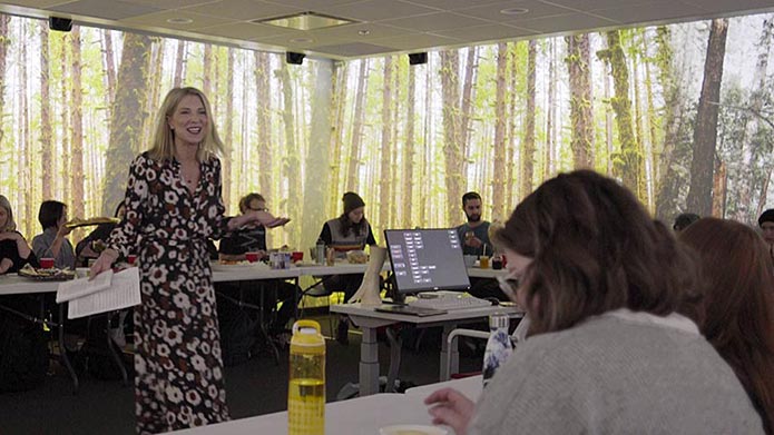 Kenna Olsen, PhD, teaching in the Riddell Library and Learning Centre's Immersion Studio