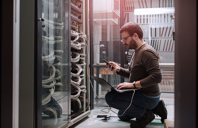 Cyber security professional works in a network operations centre.