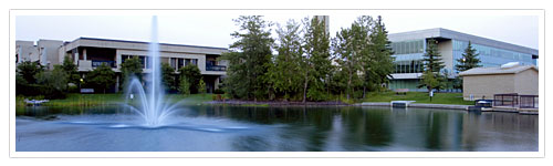 fountain in campus pond