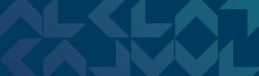 A pattern of arrow-like chevrons pointing in every which direction. The background is a navy blue and the chevrons are a gradient from a royal blue to a lighter blue.