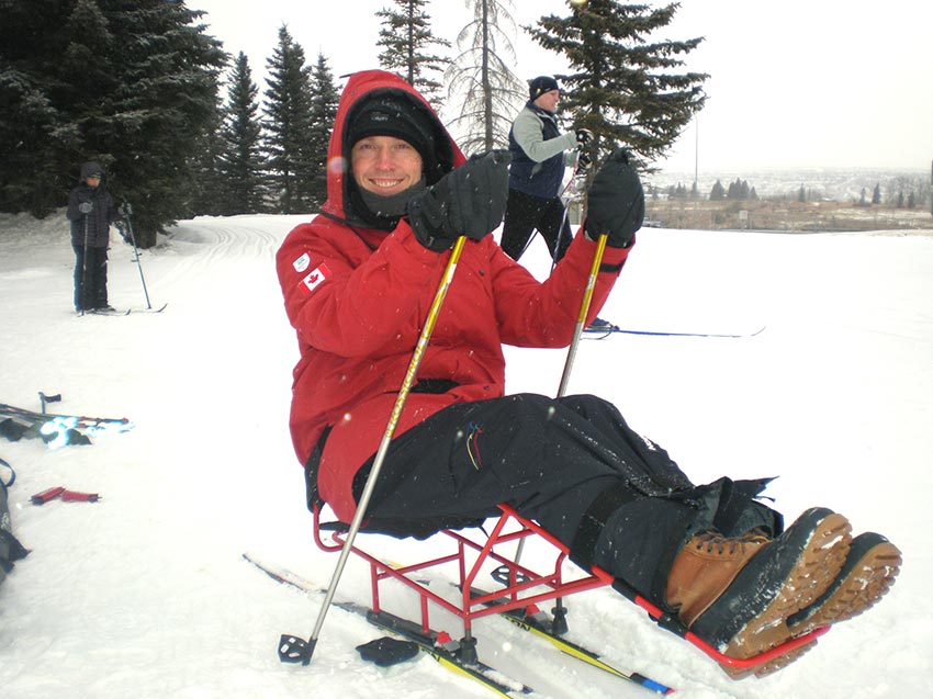 David Legg modelling 'psychological hardiness' on the slopes