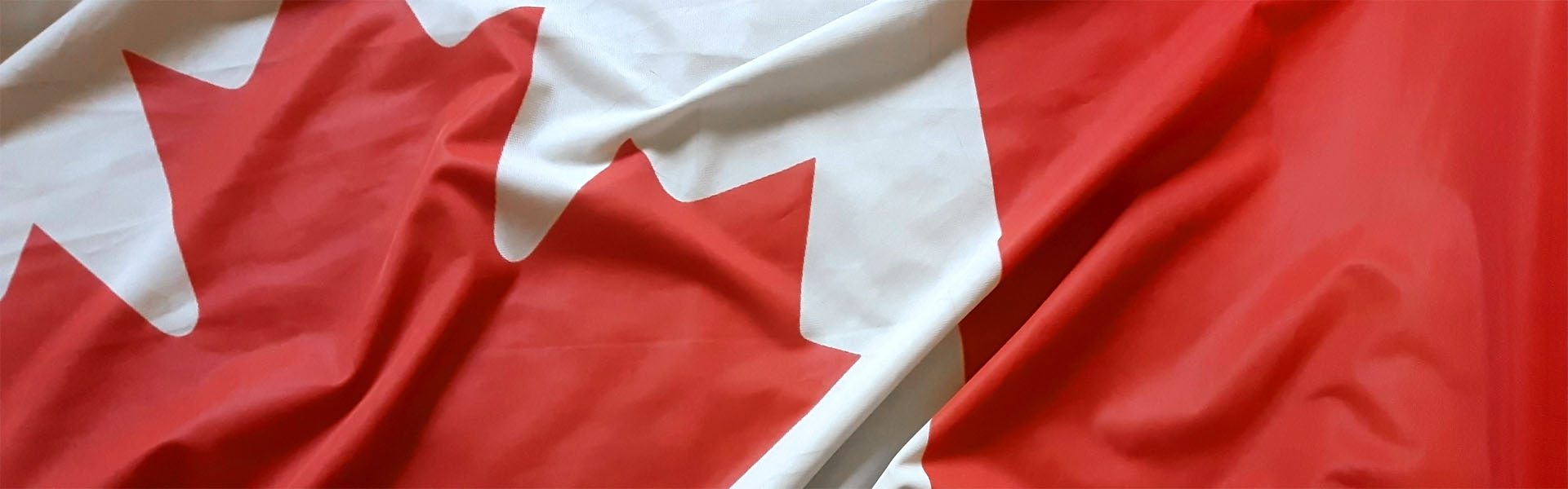 Close up photo of a Canadian flag.