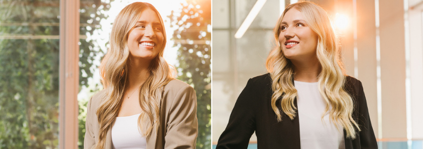 Psychology graduates Katilin Berlinguette, left, and Tia McNeil.