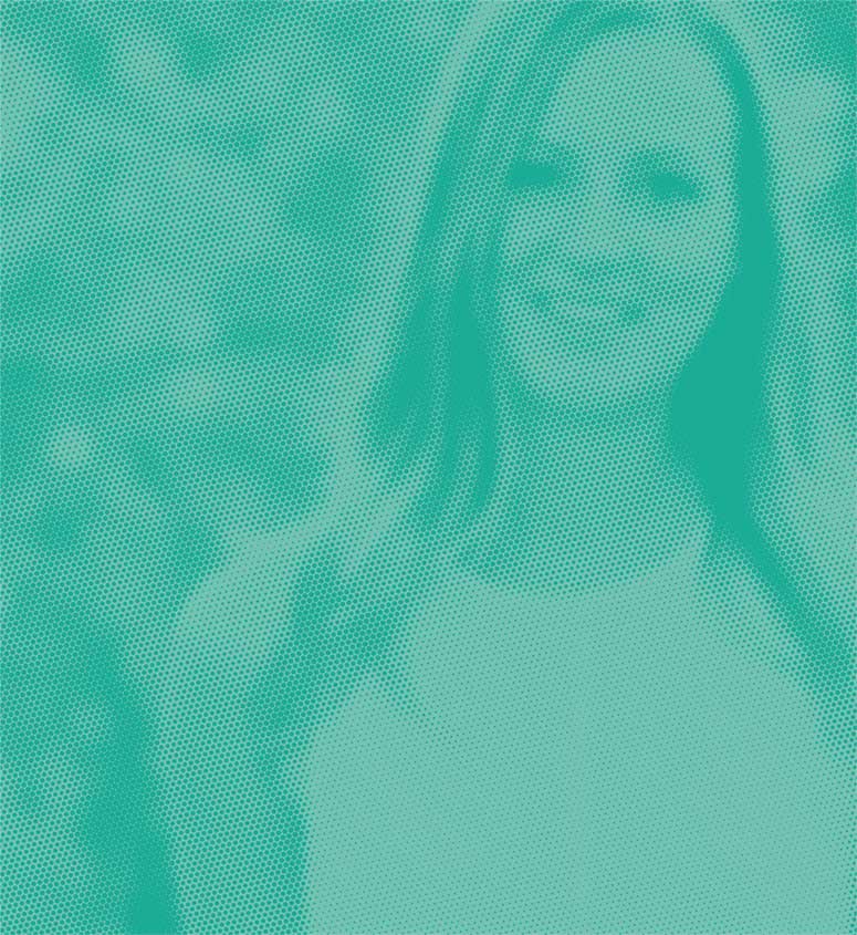 Photo of Whitney McKenzie with a half-tone comic style treatment