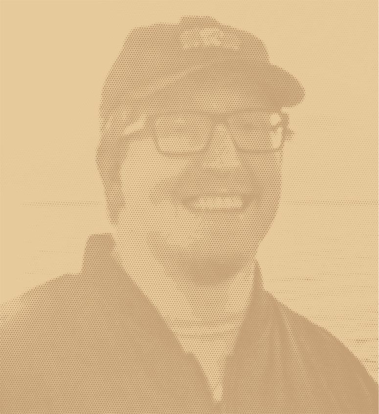 Photo of Lukas Clark with a half-tone comic style treatment