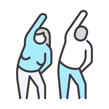 Simple illustration of two elderly people exercising.