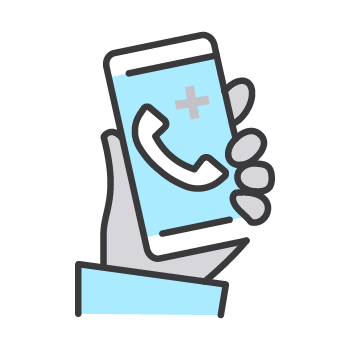 Simple illustration of a person holding a phone while having a video call.