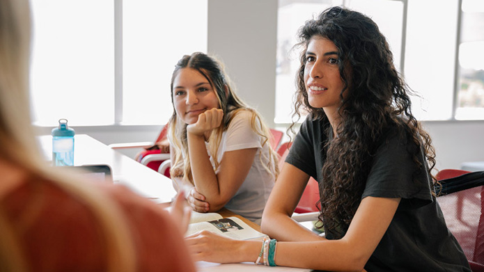 Photo of a diverse of students studying in the Riddell Library and Learning Centre.