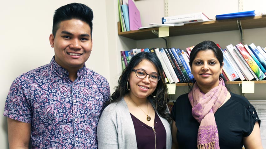 France Villanueva, Geraldhine Lopez and professor Ravdeep Batth