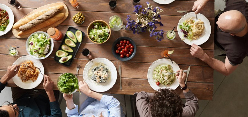 People eating at a table