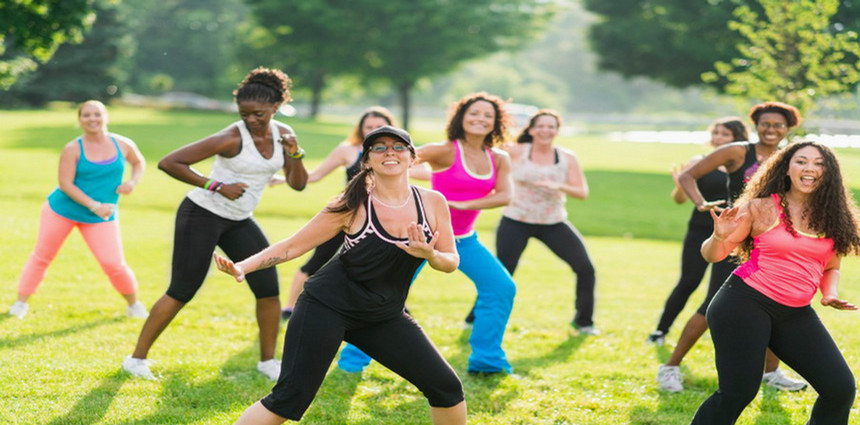 People outside group fitness