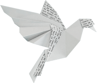 Photo of an elaborate origami dove