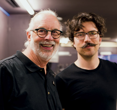 Photo of theatre technicians Al Williams and Ben Nixon.