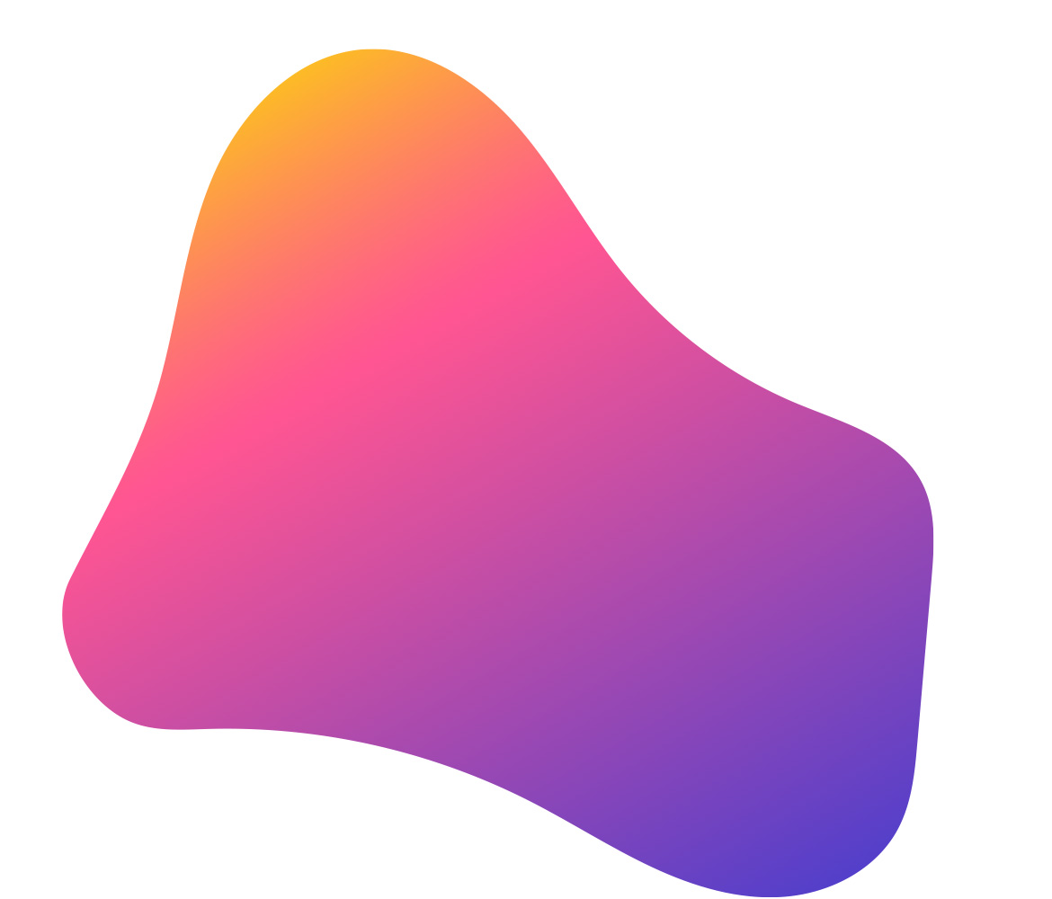 A rounded blob with gradient from orange to pink to purple to blue.