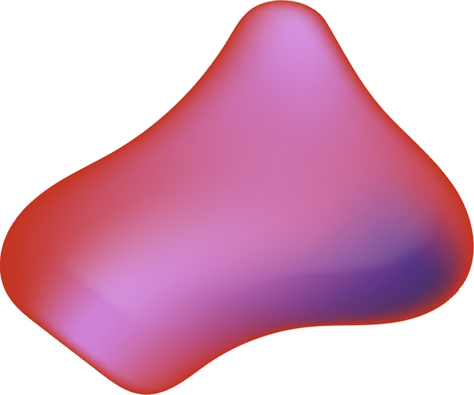 A rounded blob with a red to purple gradient.