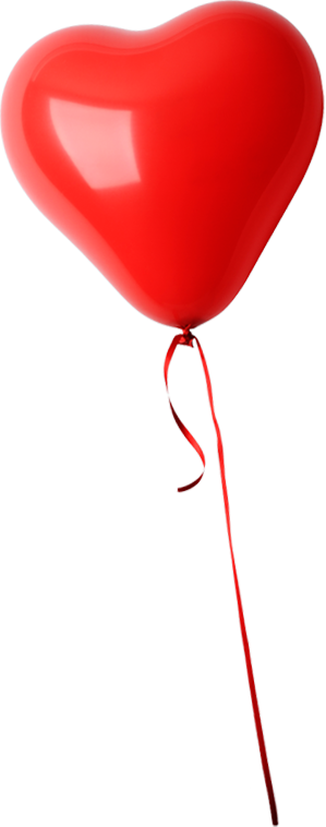 A heart shaped balloon on a string.