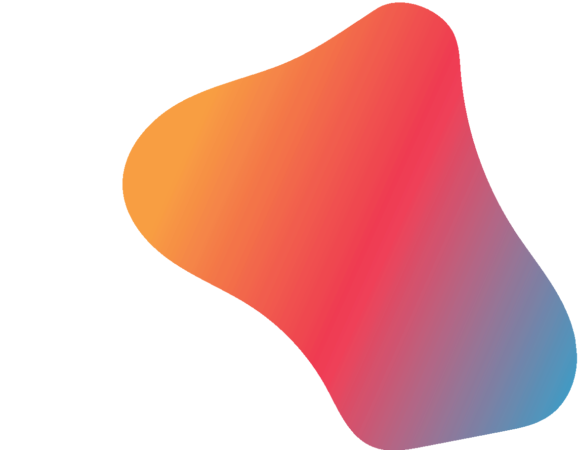 A rounded blob with an orange to pink to blue gradient.