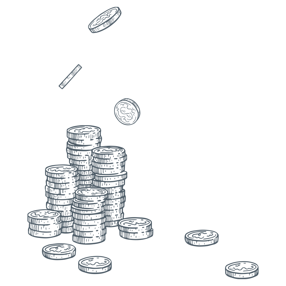 An illustration of several tall stacks of coins.
