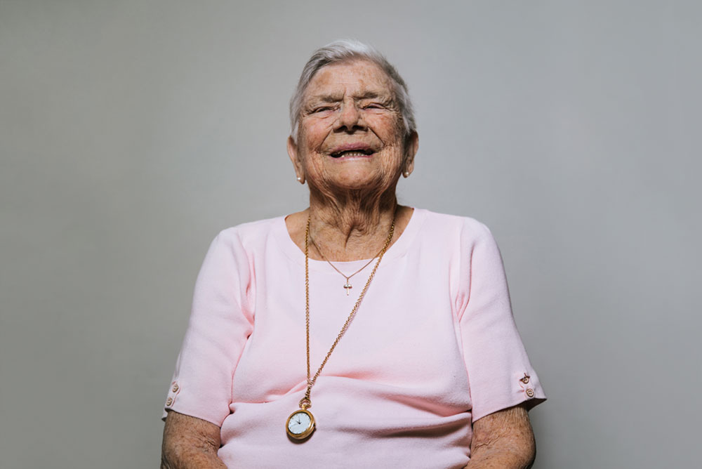 Photo of a resident of Garrison Green, and participant of the Life-Writing Project, laughing.