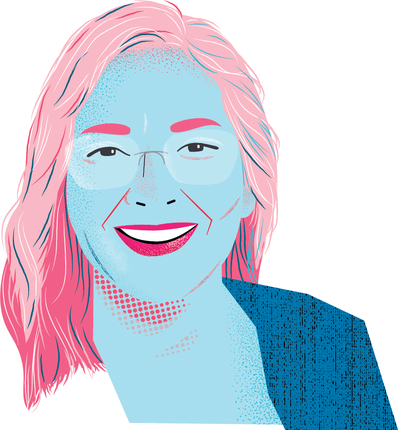 Stylized illustration of Susan Jacoby