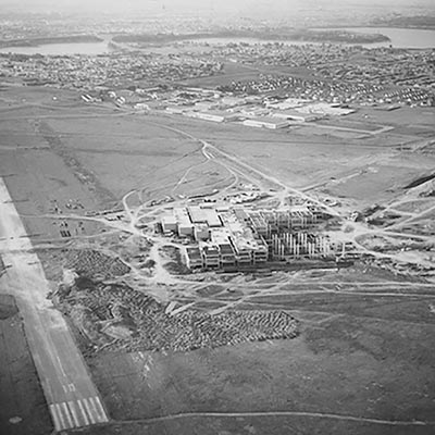Aerial photo of Mount Royal University around the year 1972