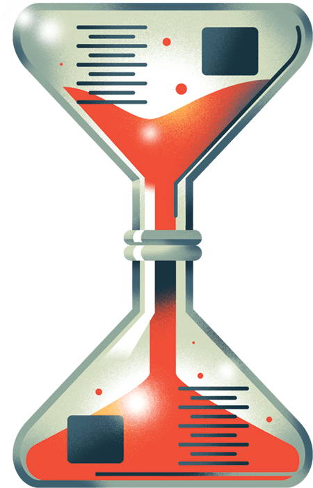 Illustration of two Erlenmeyer flask arranged into an hourglass