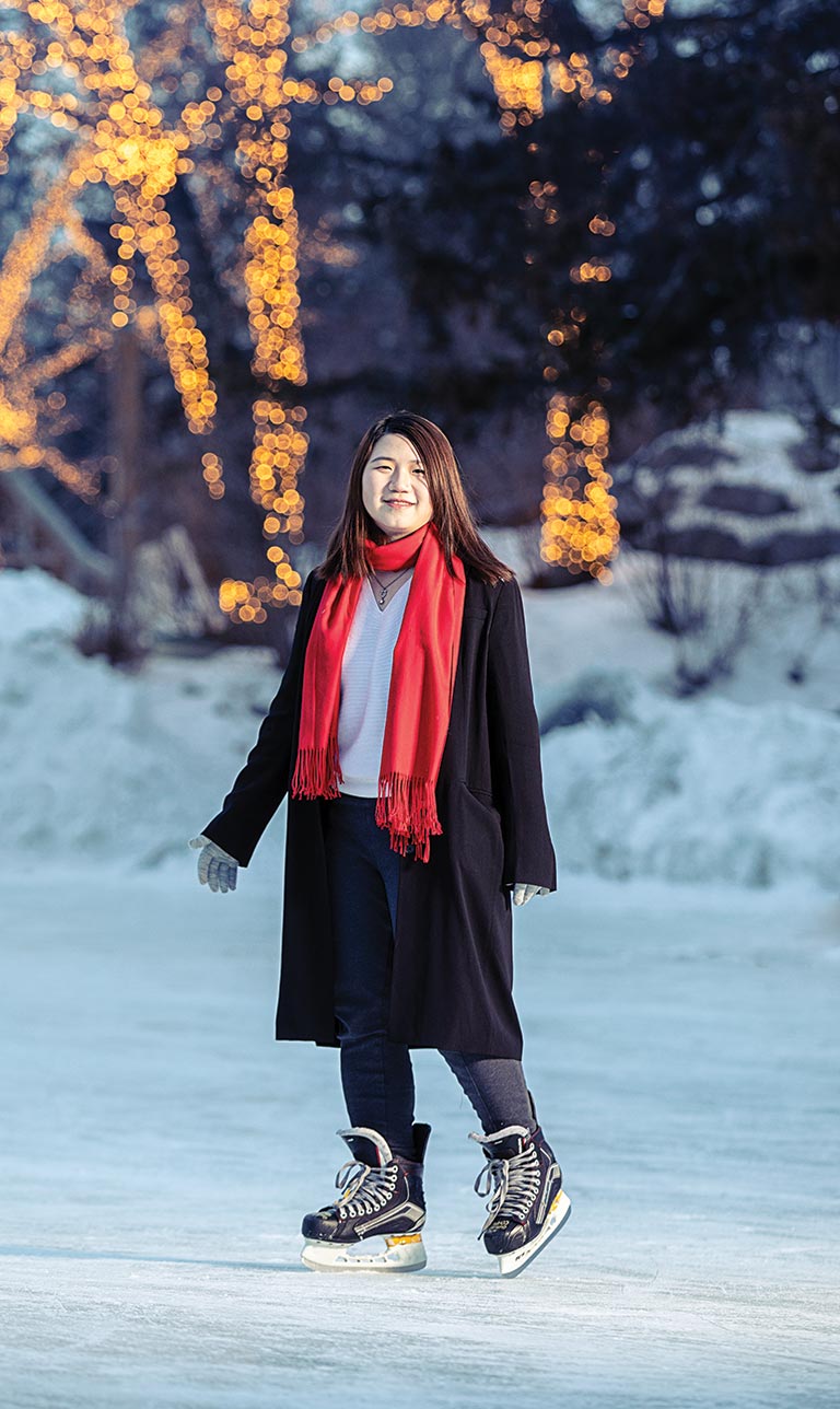 Vidal Zhou skating at Bowness Park