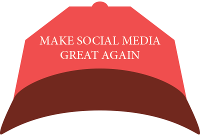 A baseball cap with the words 'make social media great again'