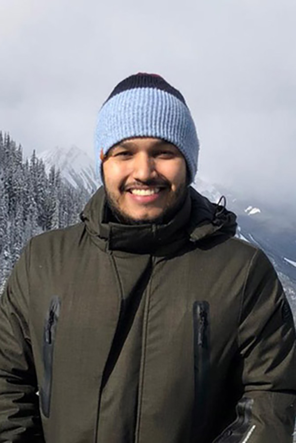 Sebastian Beltran Medina in the Rocky Mountains on a wintery day.