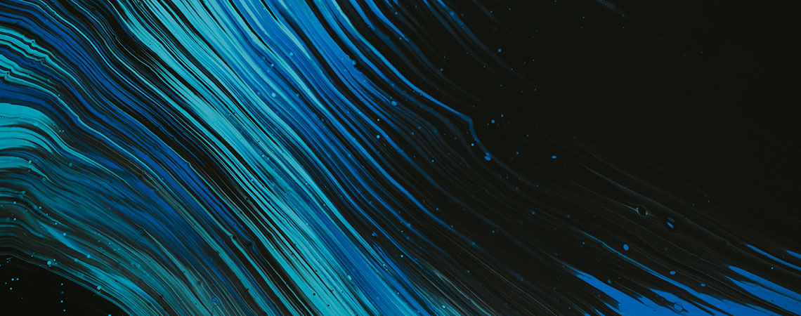 Bright blue lines streaked across a black background.