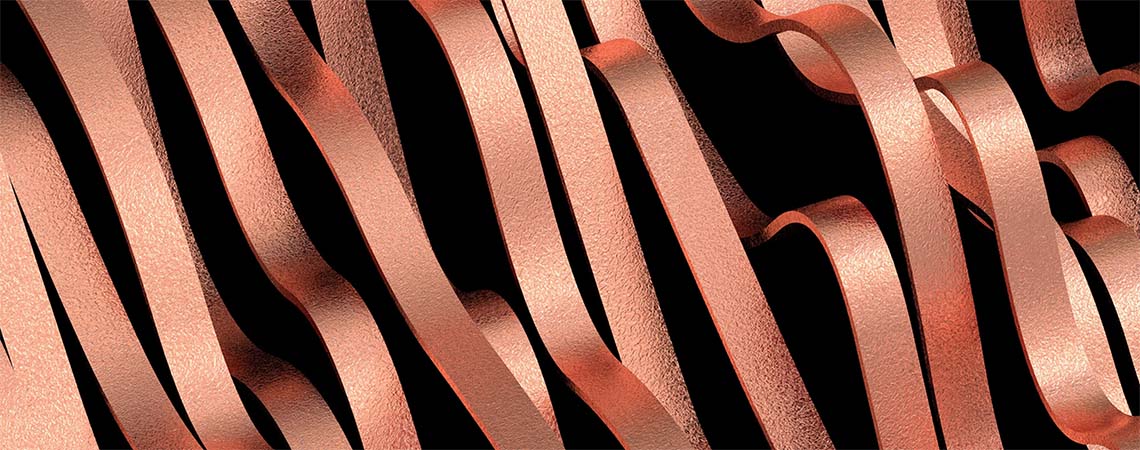 Lines of wavy copper wires