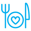 Icon of a a plate and a fork and knife